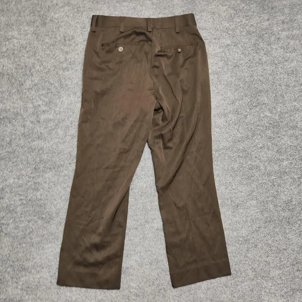 Apt. 9 Dress Pants Mens 29x30 Brown Microfiber Flat Front Straight Leg Office